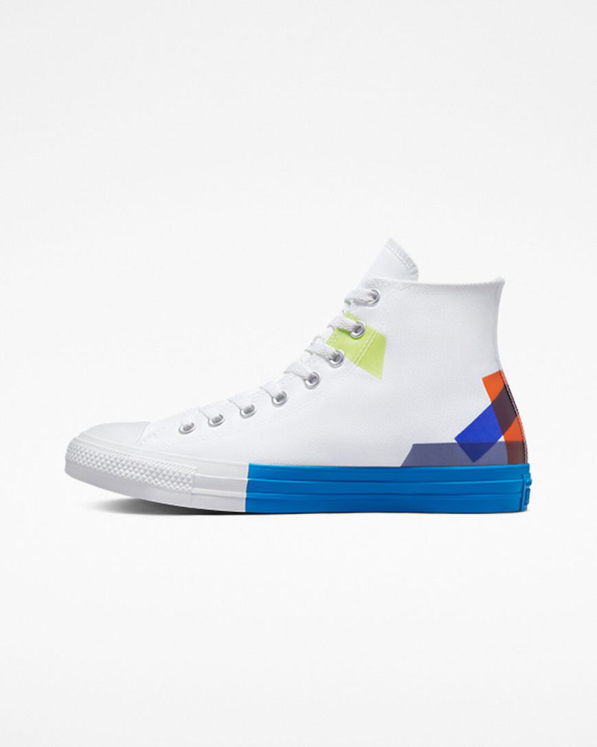 Men's Converse Chuck Taylor All Star Space Racer High Top Shoes White / Blue / White | AU 53E69M
